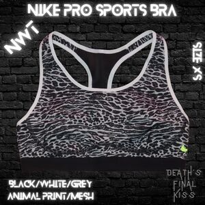 Nike Pro Fierce Medium Support Mesh Racerback Sports Bra XS Roller Derby